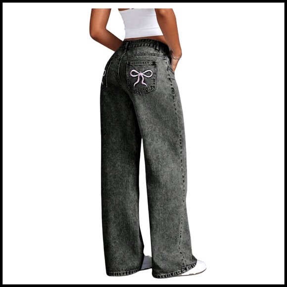 Y2K Low Rise Baggy Jeans Boyfriend Denim Wide Leg Straight Leg Pants